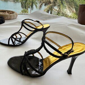 Giuseppe Zanotti Black Beaded Strappy Heels